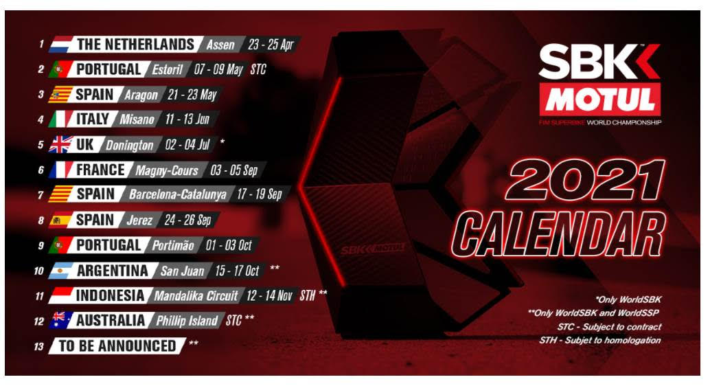 Calendario superbikes 2021
